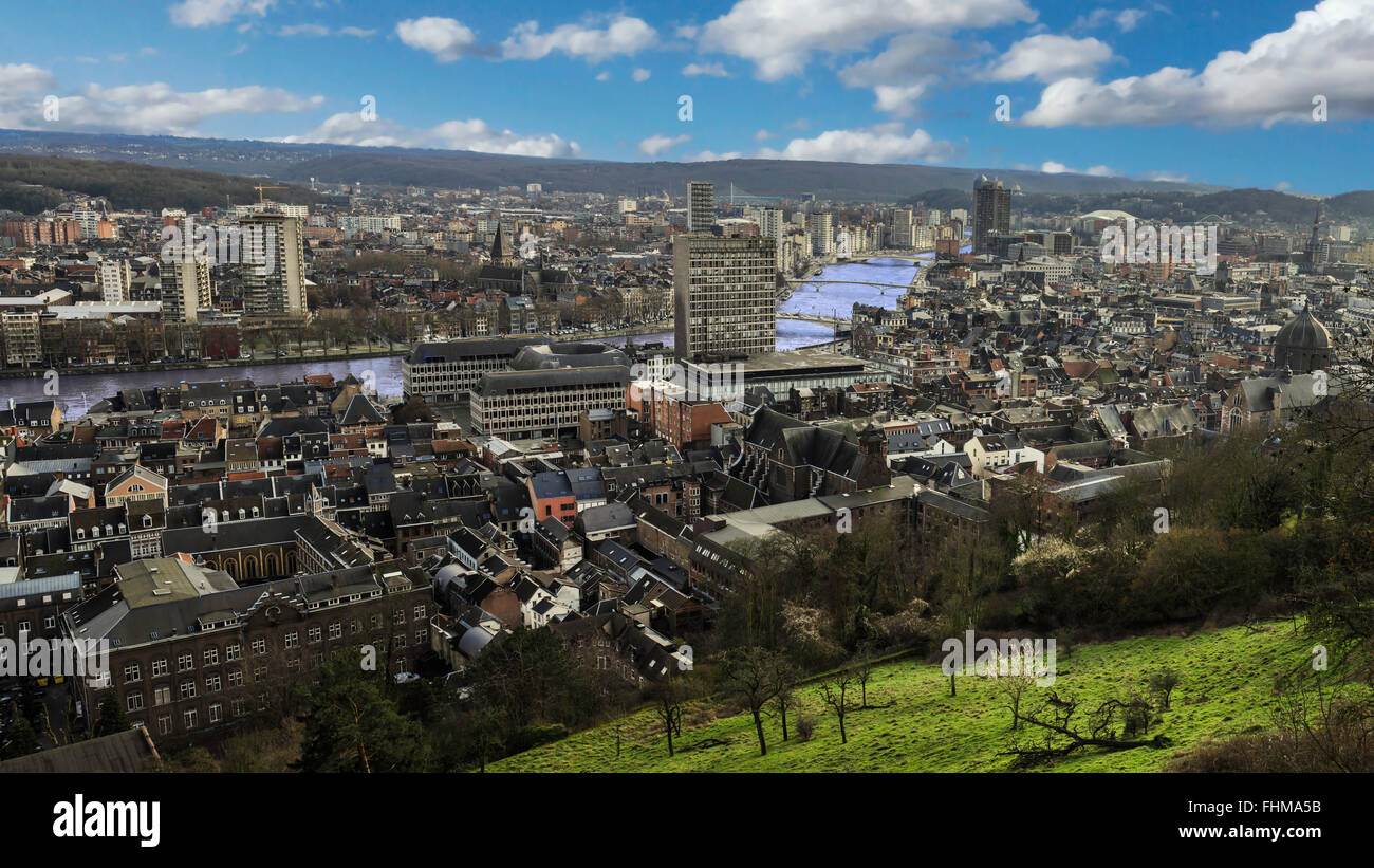 The city Liege in belgium from montagne de bueren Stock Photo