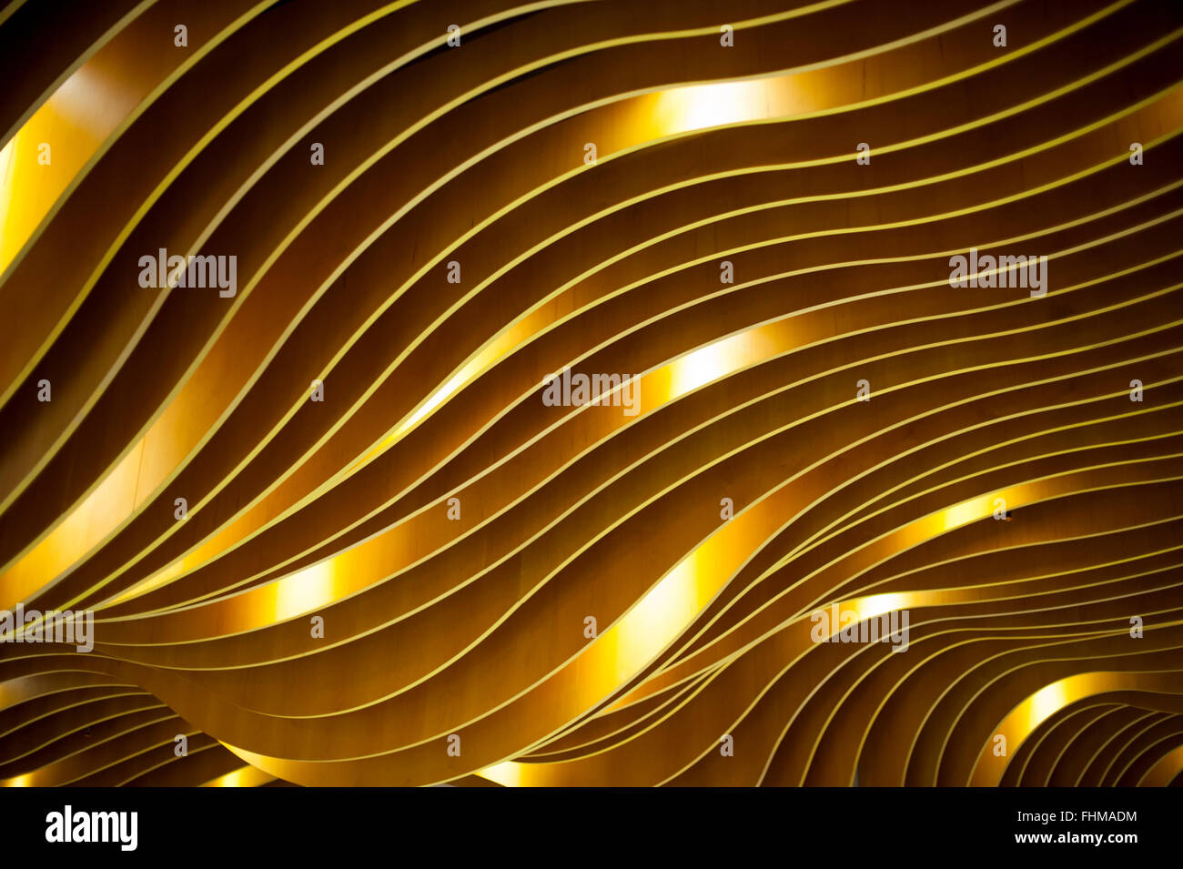 wavy texture golden color Stock Photo