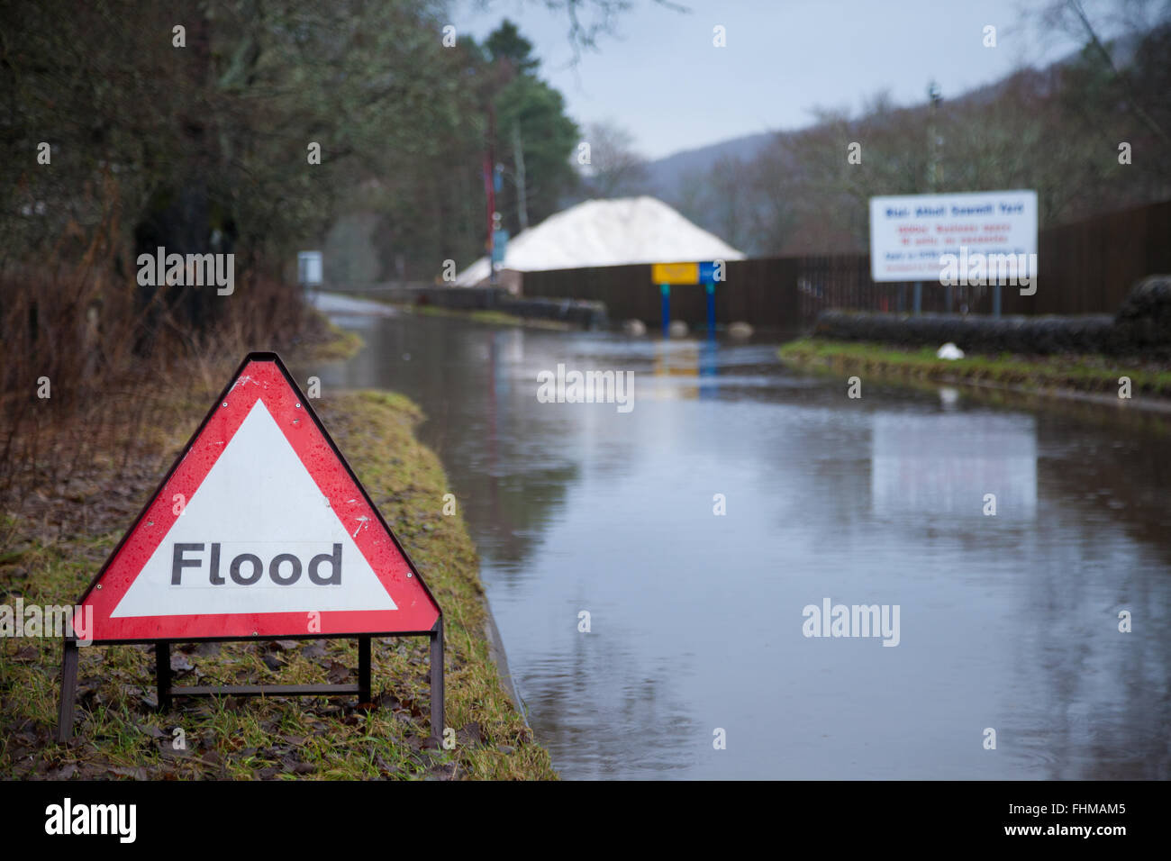 Flooded road near Blair Atholl, Perthshire, Scotland Stock Photo Alamy