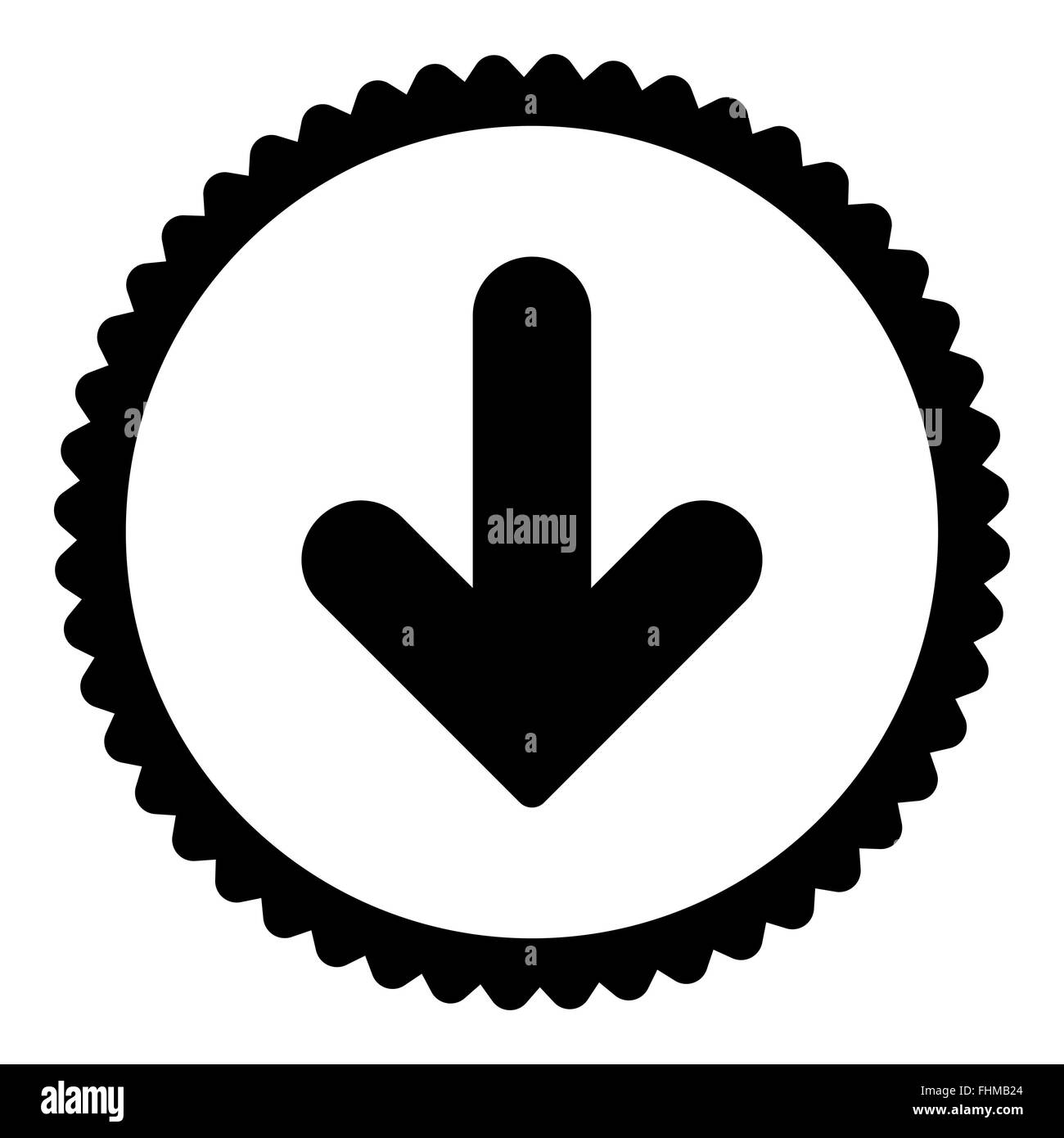 Arrow Down flat black color round stamp icon Stock Photo - Alamy