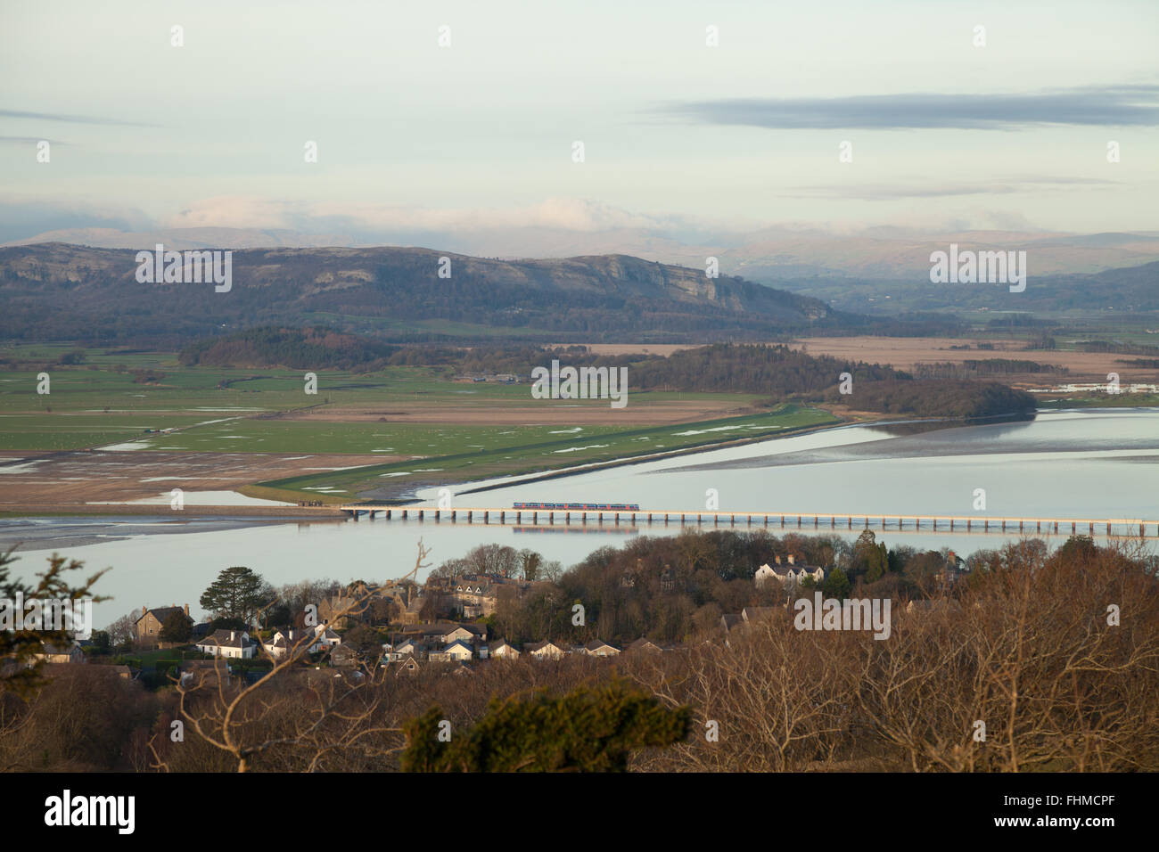 Arnside railway viaduct viewed from Arnside Knott Stock Photo