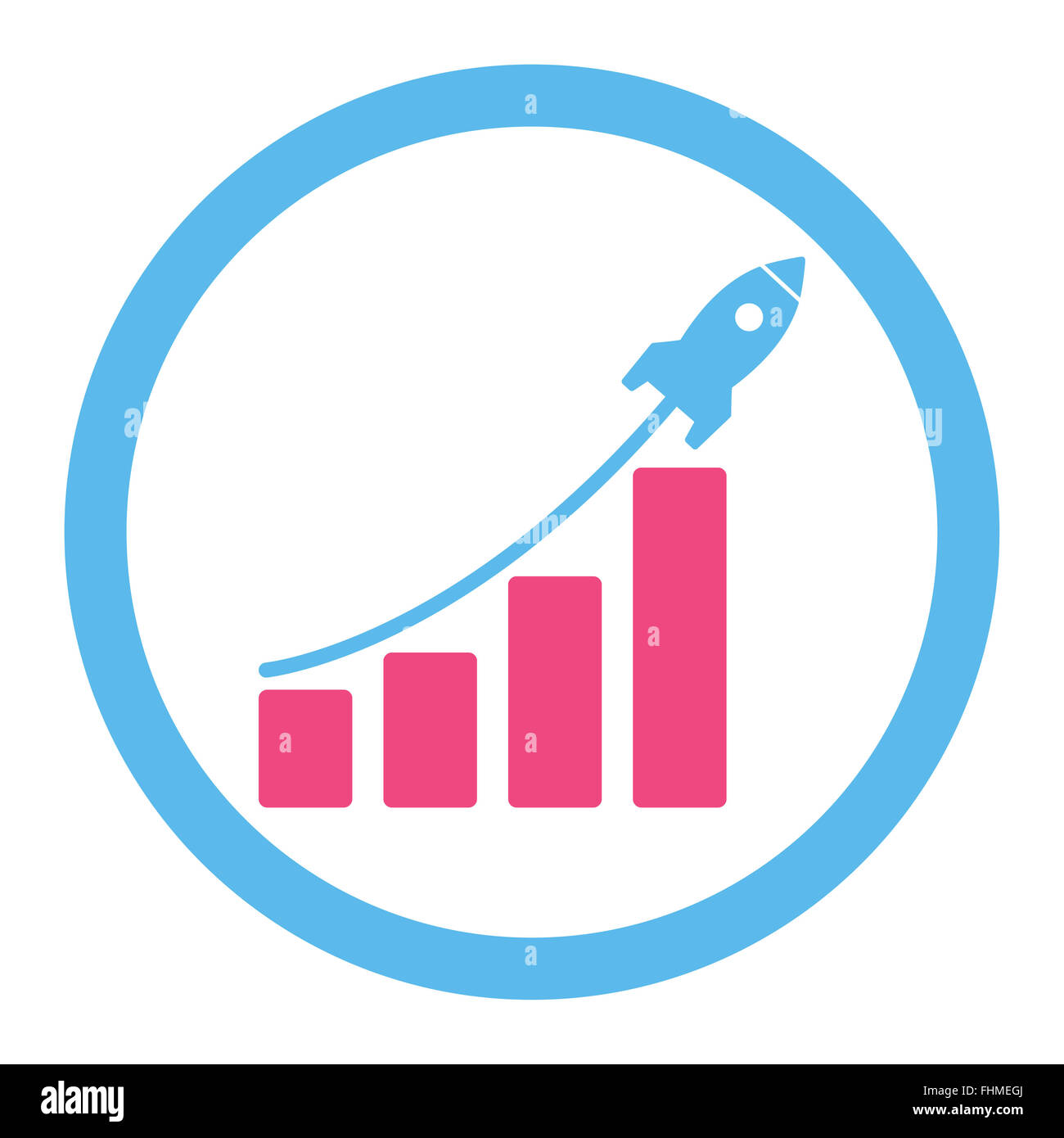 Startup sales flat pink and blue colors rounded vector icon Stock Photo ...