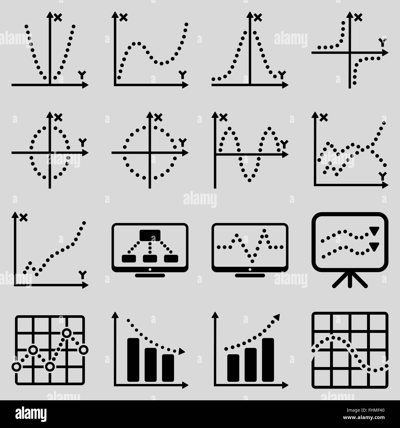 Dotted vector infographic business icons Stock Photo