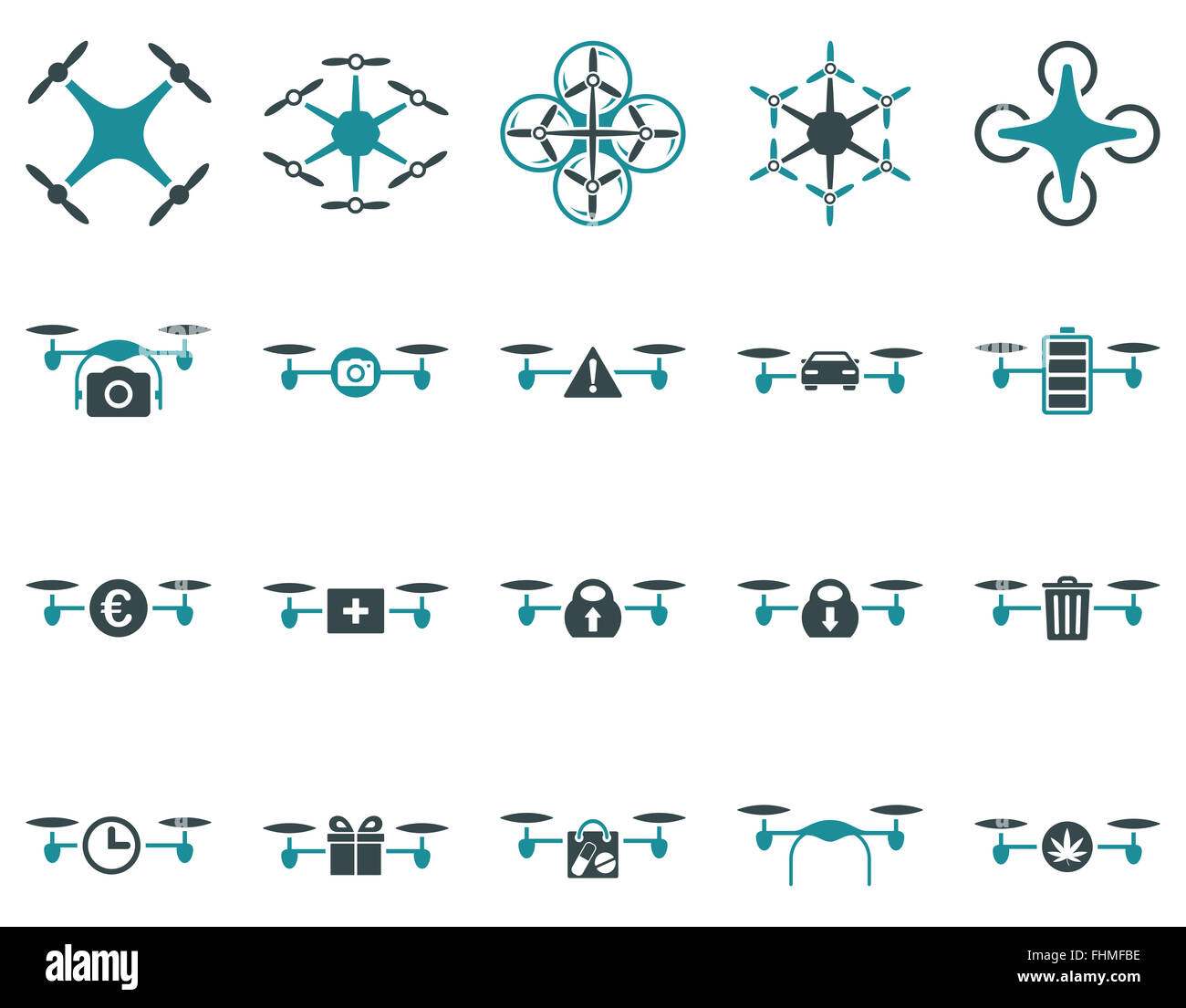 Air drone and quadcopter tool icons Stock Photo