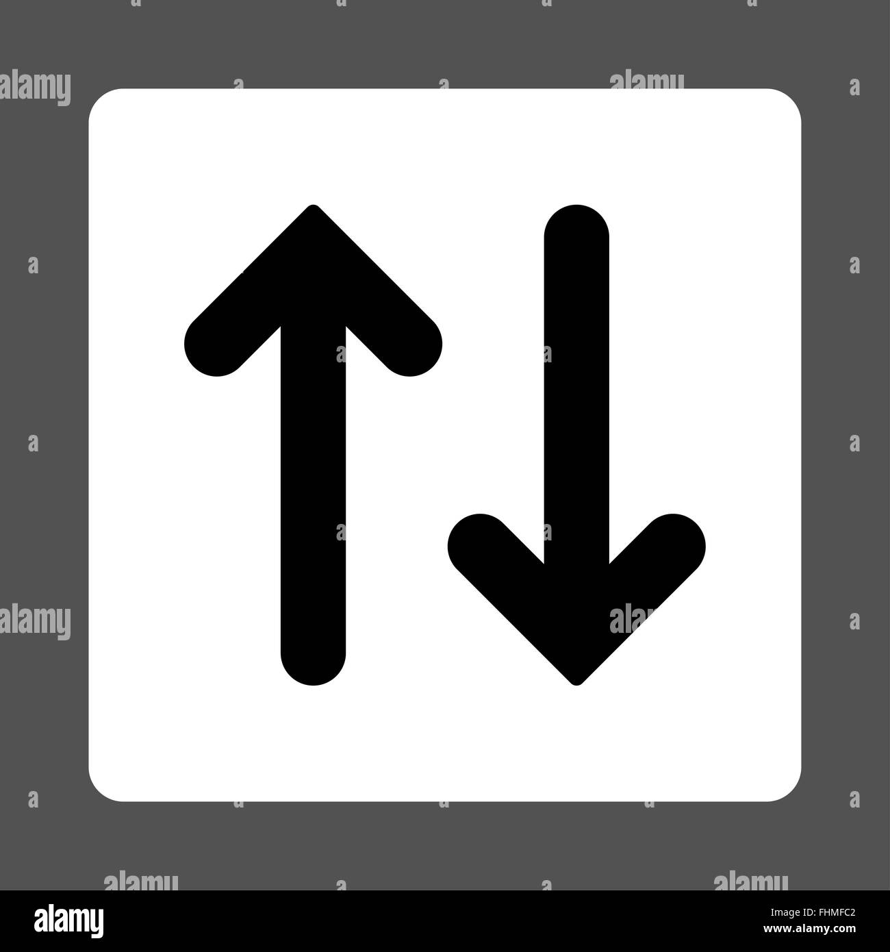 Flip Vertical flat black and white colors rounded button Stock Photo ...