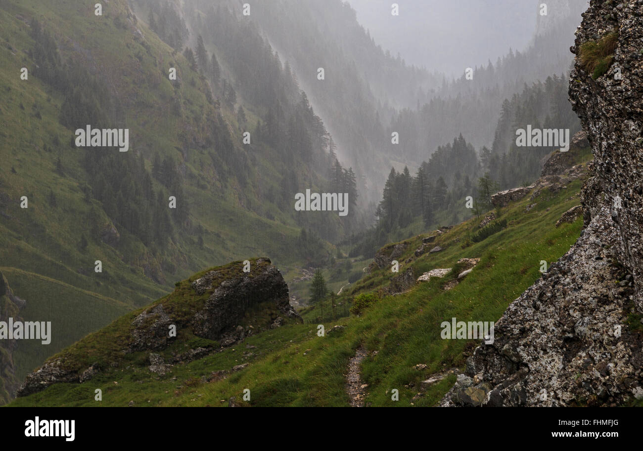 Valley under heavy rain Stock Photo