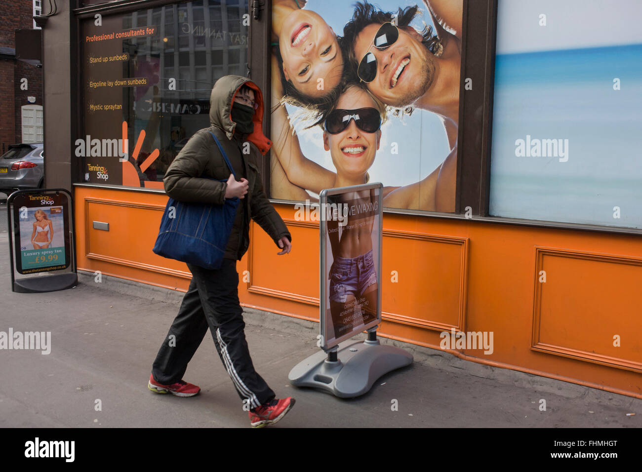 The window of a beauty waxing and tanning salon in central London