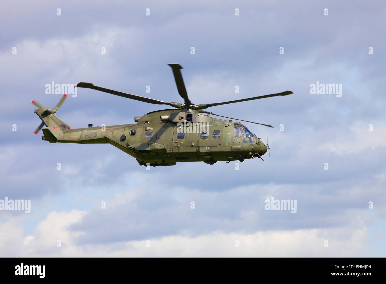 Merlin HC3 ZJ127 Royal Air Force medium-lift helicopter. Stock Photo