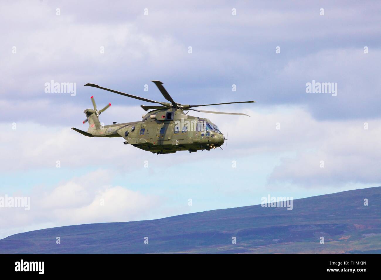 Merlin HC3 ZJ127 Royal Air Force medium-lift helicopter. Stock Photo