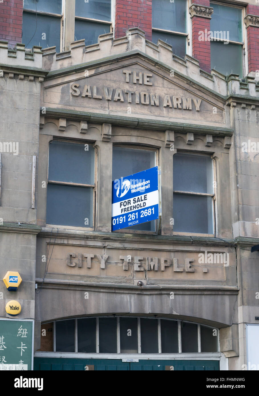 The old City Temple of the Salvation army in Newcastle upon Tyne, up for sale. North East England, UK Stock Photo
