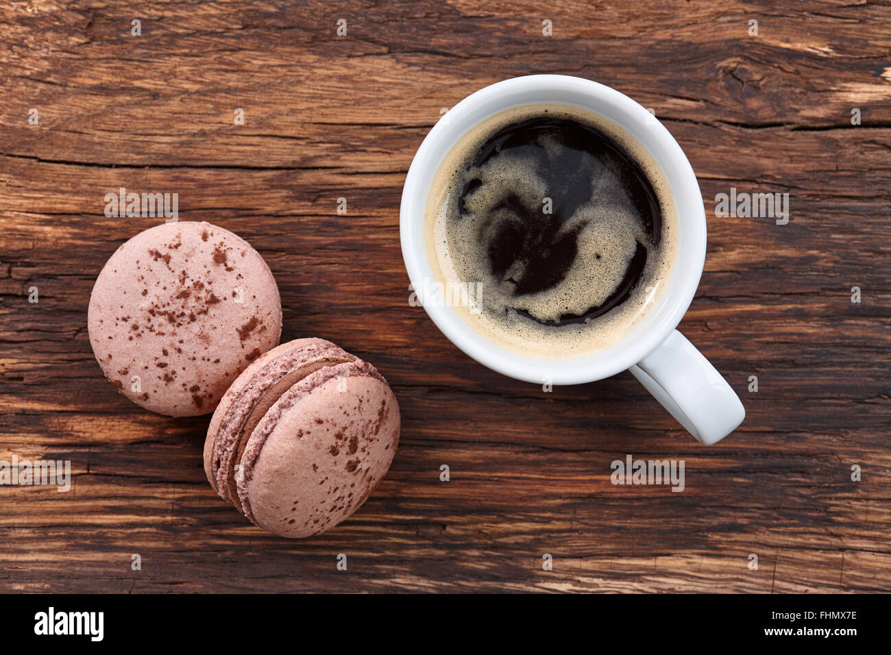 Americano coffee with macarons Stock Photo