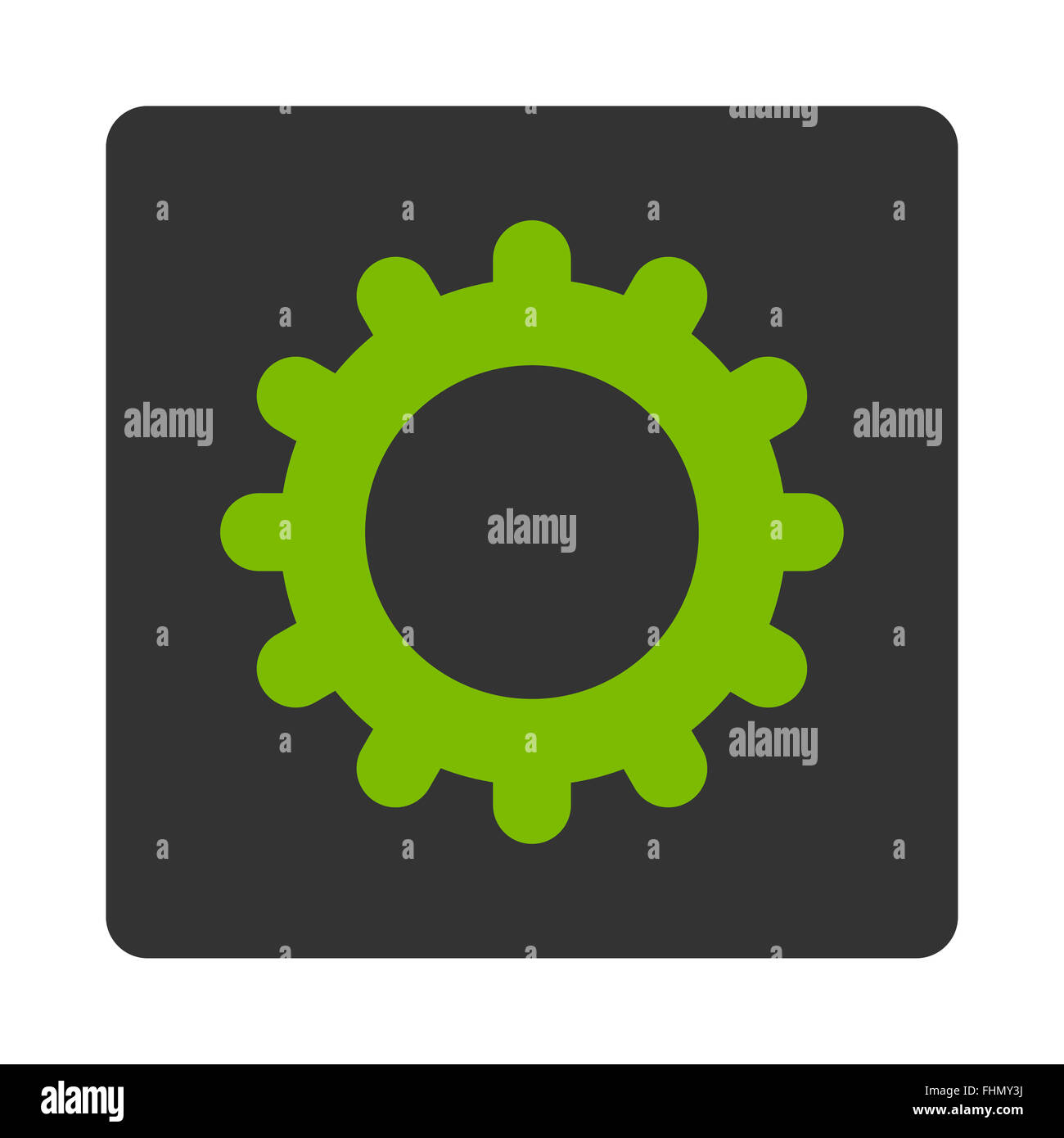 Gear flat eco green and gray colors rounded button Stock Photo - Alamy