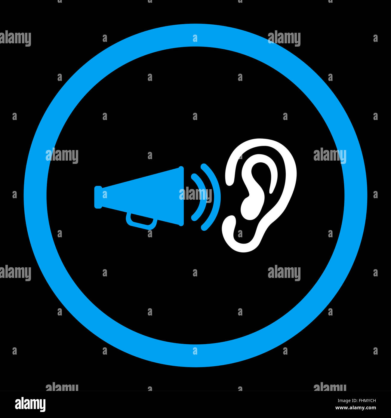 Advertisement flat blue and white colors rounded vector icon Stock ...