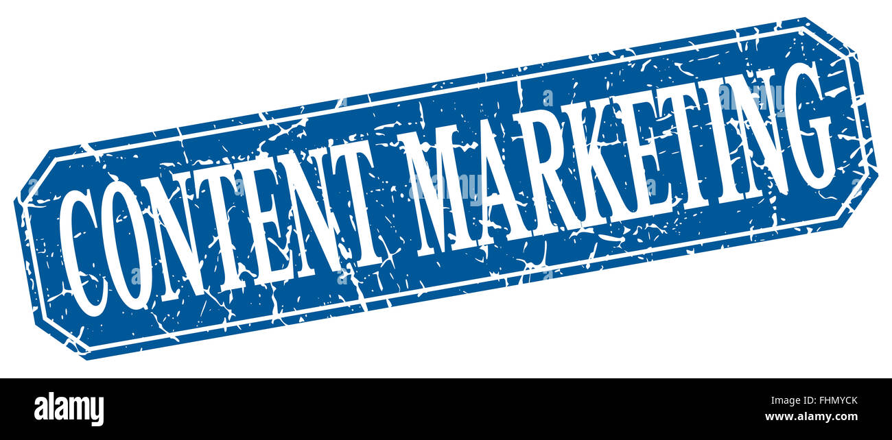 content marketing blue square vintage grunge isolated sign Stock Photo ...