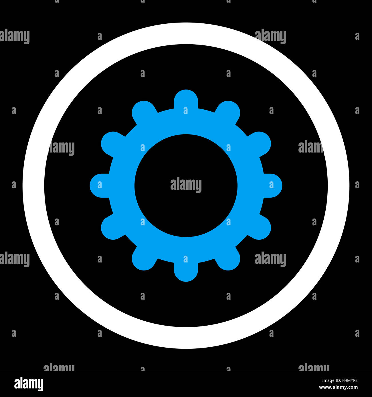 Gear flat blue and white colors rounded raster icon Stock Photo - Alamy