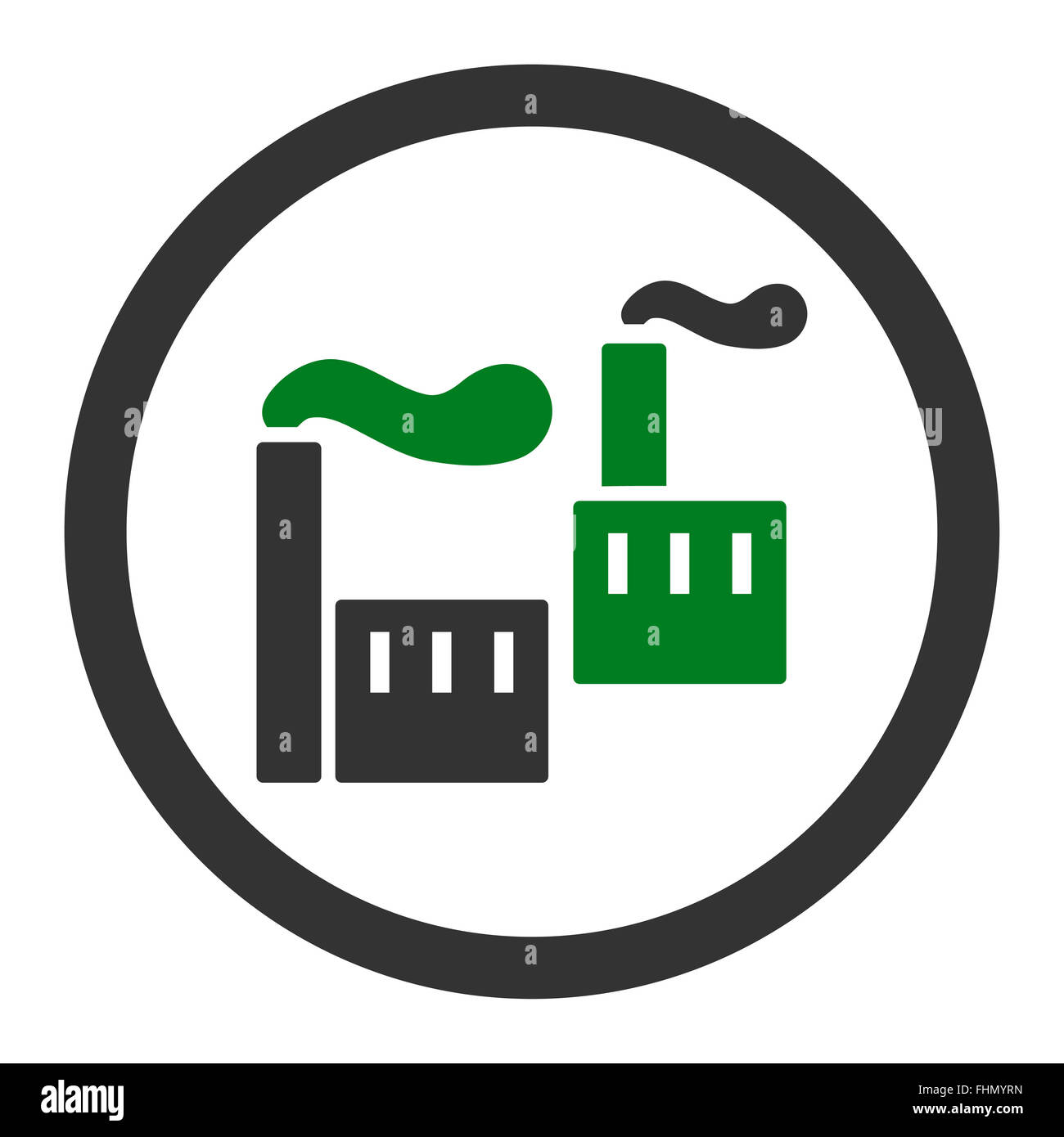 Industry flat green and gray colors rounded vector icon Stock Photo - Alamy