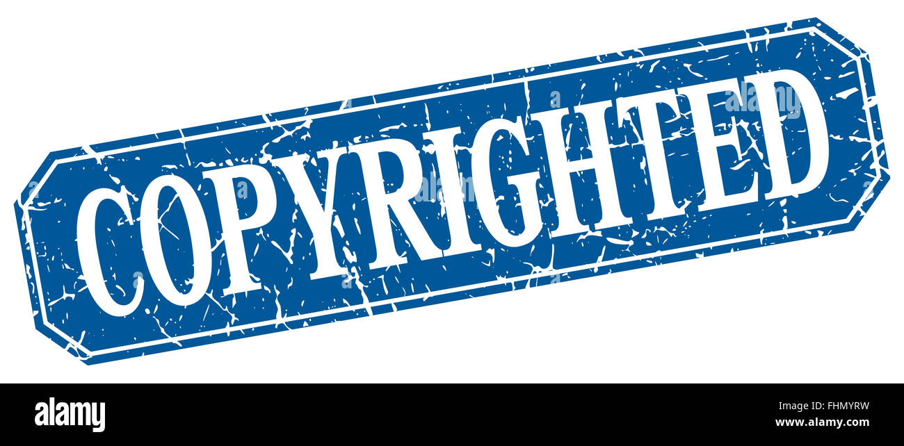 copyrighted blue square vintage grunge isolated sign Stock Photo Alamy