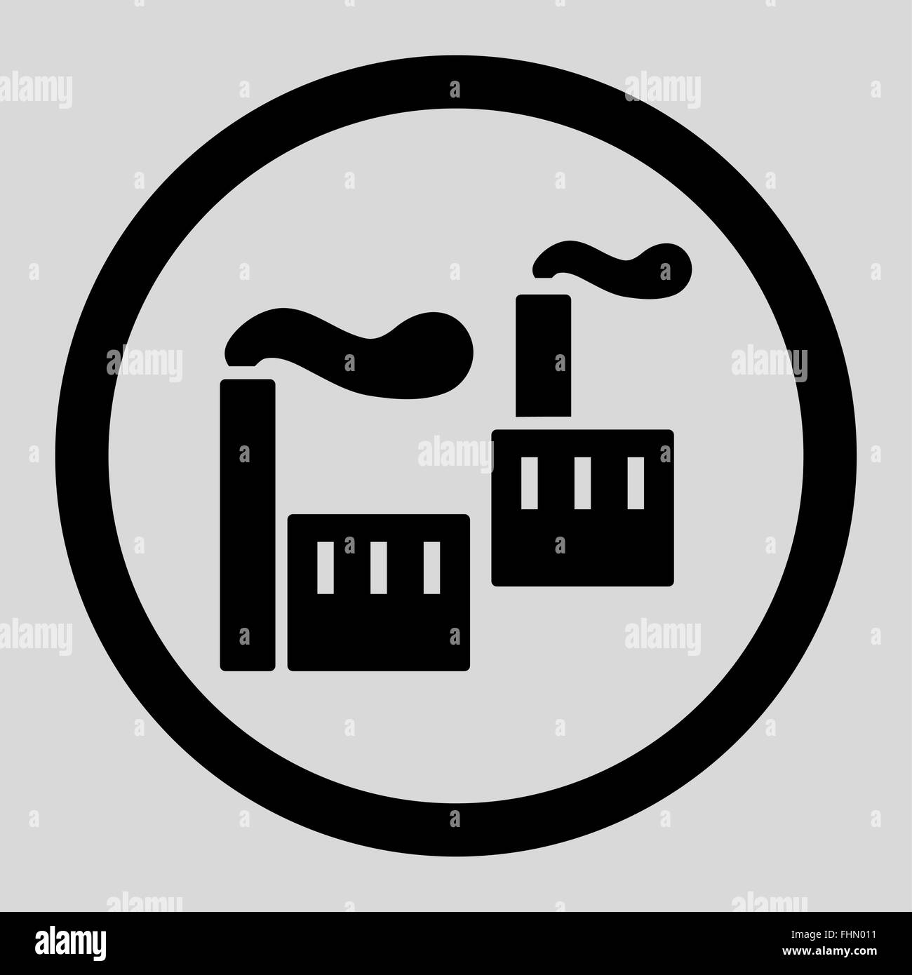 Industry flat black color rounded vector icon Stock Photo - Alamy