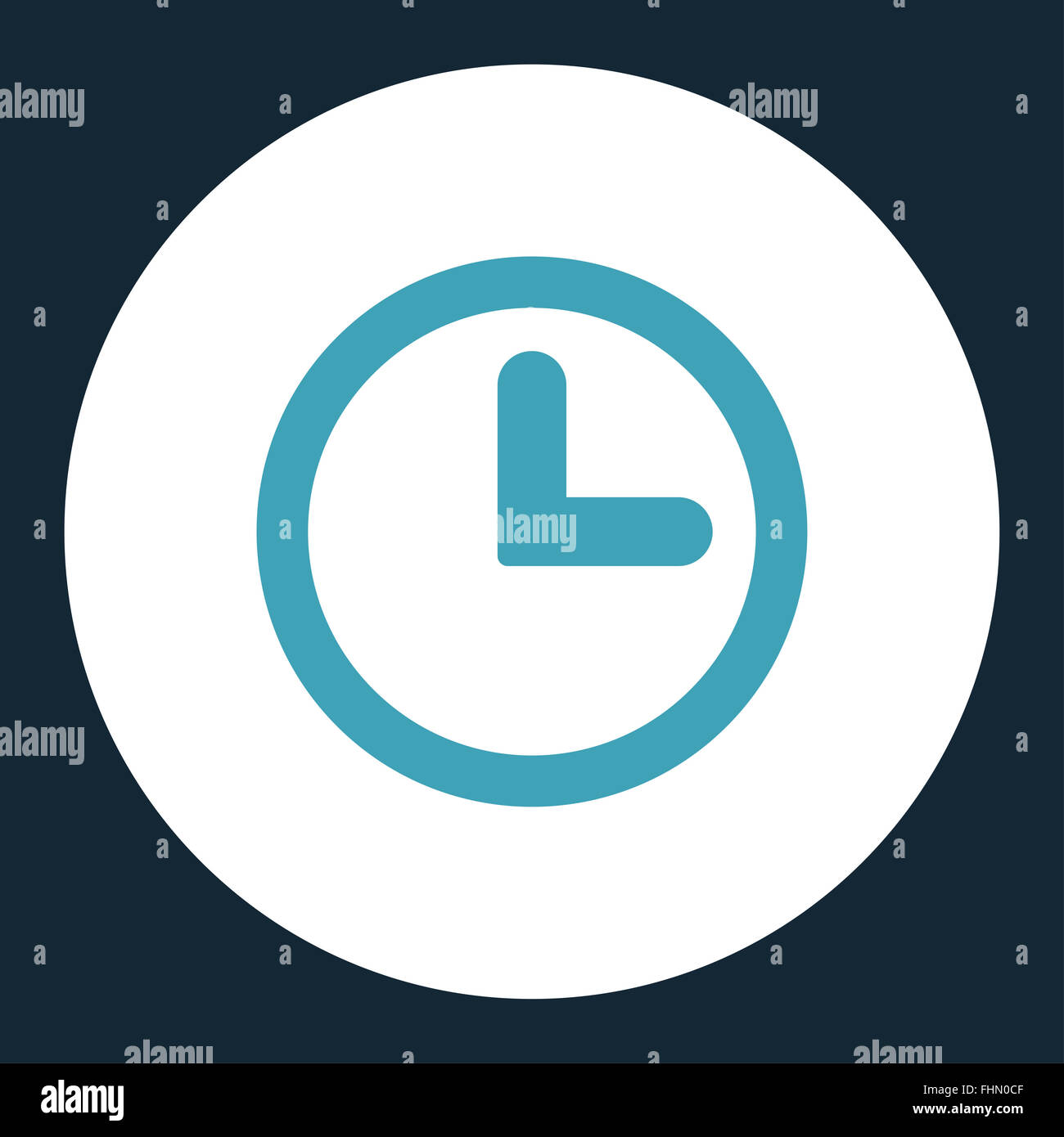 Clock flat blue and white colors round button Stock Photo - Alamy