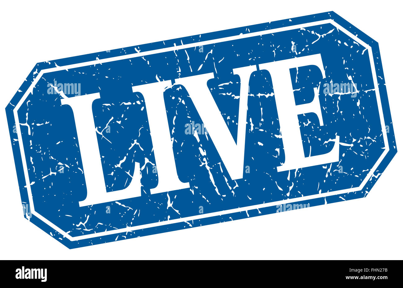 live blue square vintage grunge isolated sign Stock Photo - Alamy