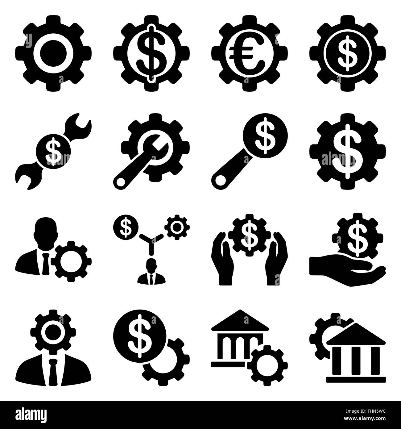 Financial tools and options icon set Stock Photo