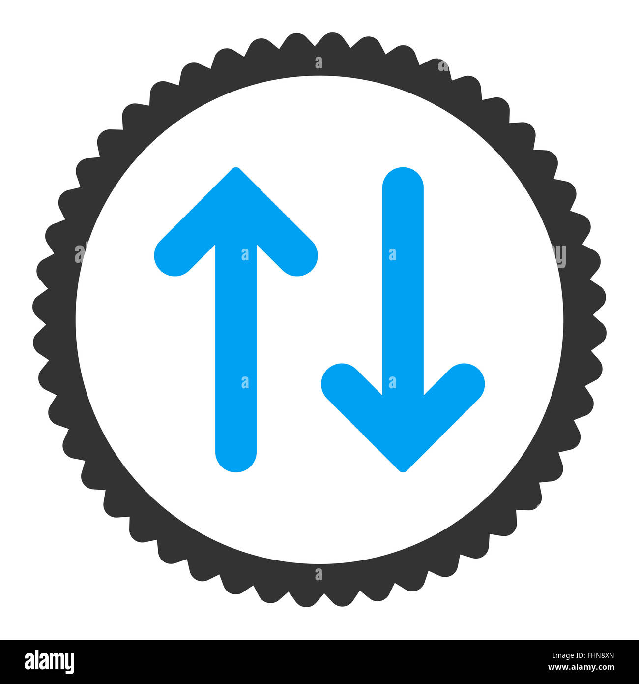 Flip flat blue and gray colors round stamp icon Stock Photo - Alamy