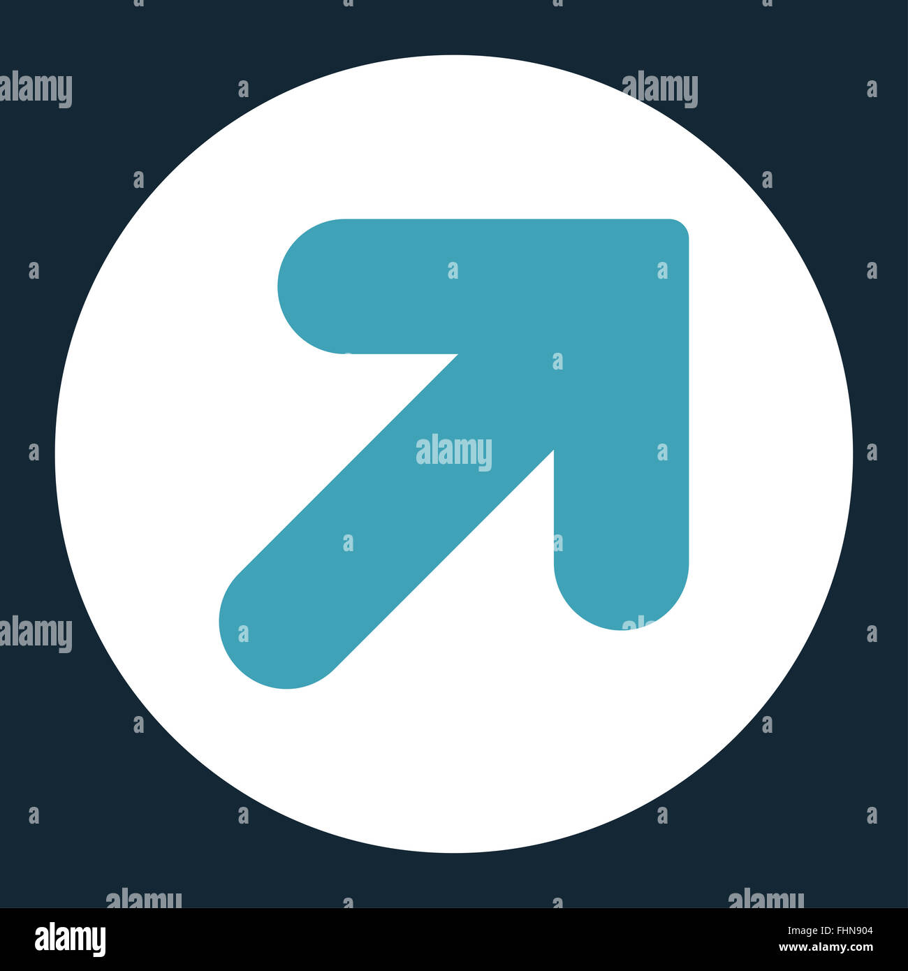 Arrow Up Right flat blue and white colors round button Stock Photo - Alamy