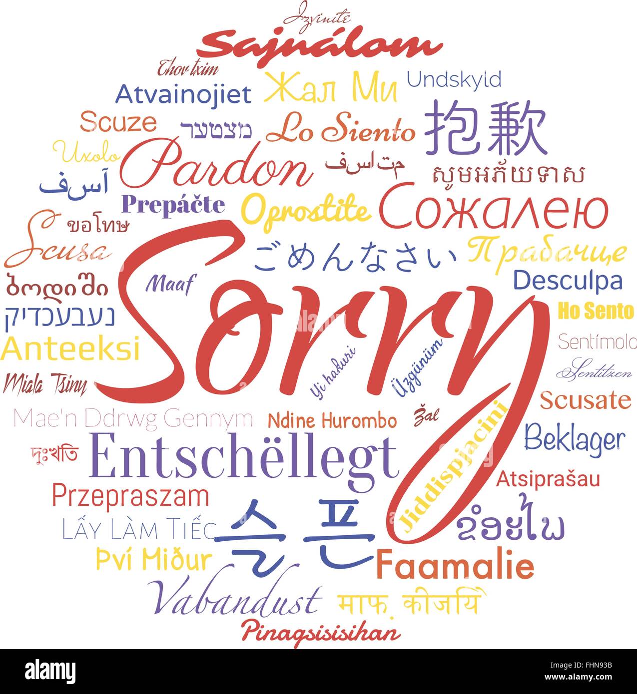 Sorry Foreign Languages Stock Vector Image Art Alamy