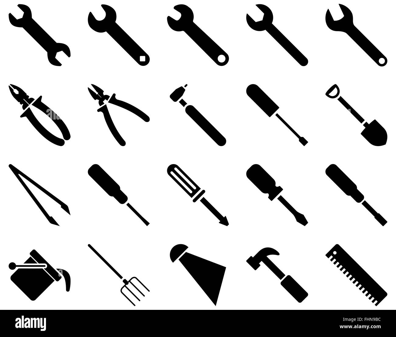 Equipment and Tools Icons Stock Photo