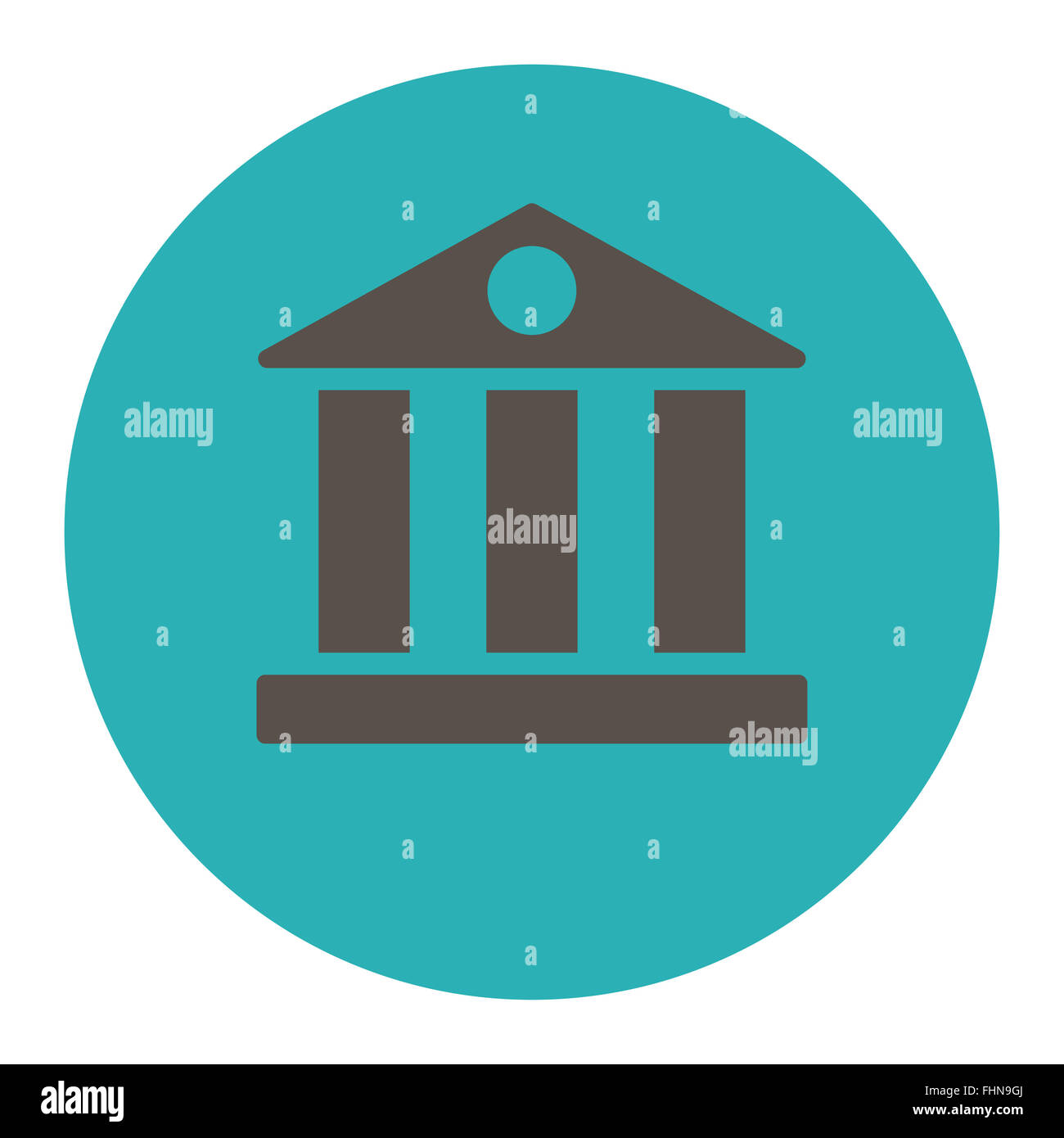 Bank flat grey and cyan colors round button Stock Photo - Alamy