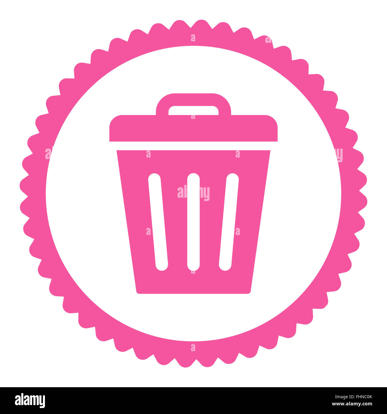 Trash Can flat pink color round stamp icon Stock Photo