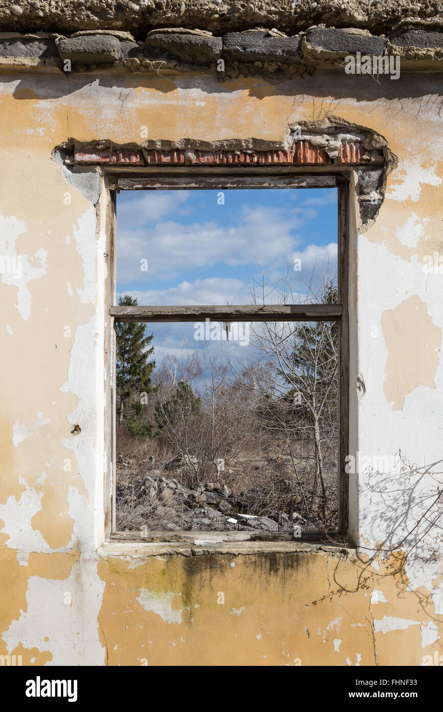 Demolished old buildings as the environmental burden of nature Stock Photo