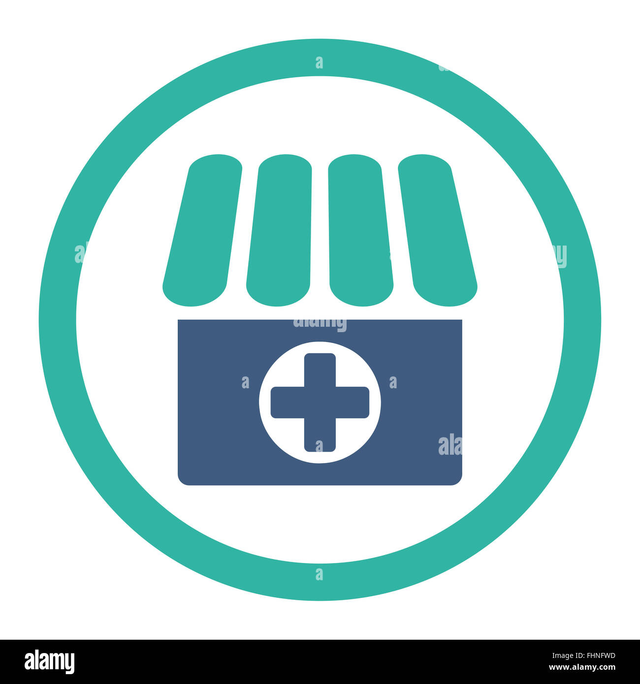 Drugstore flat cobalt and cyan colors rounded vector icon Stock Photo ...