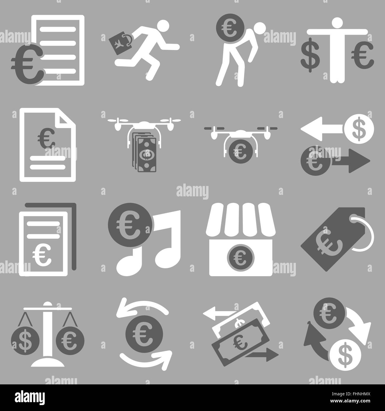 Euro banking business and service tools icons Stock Photo