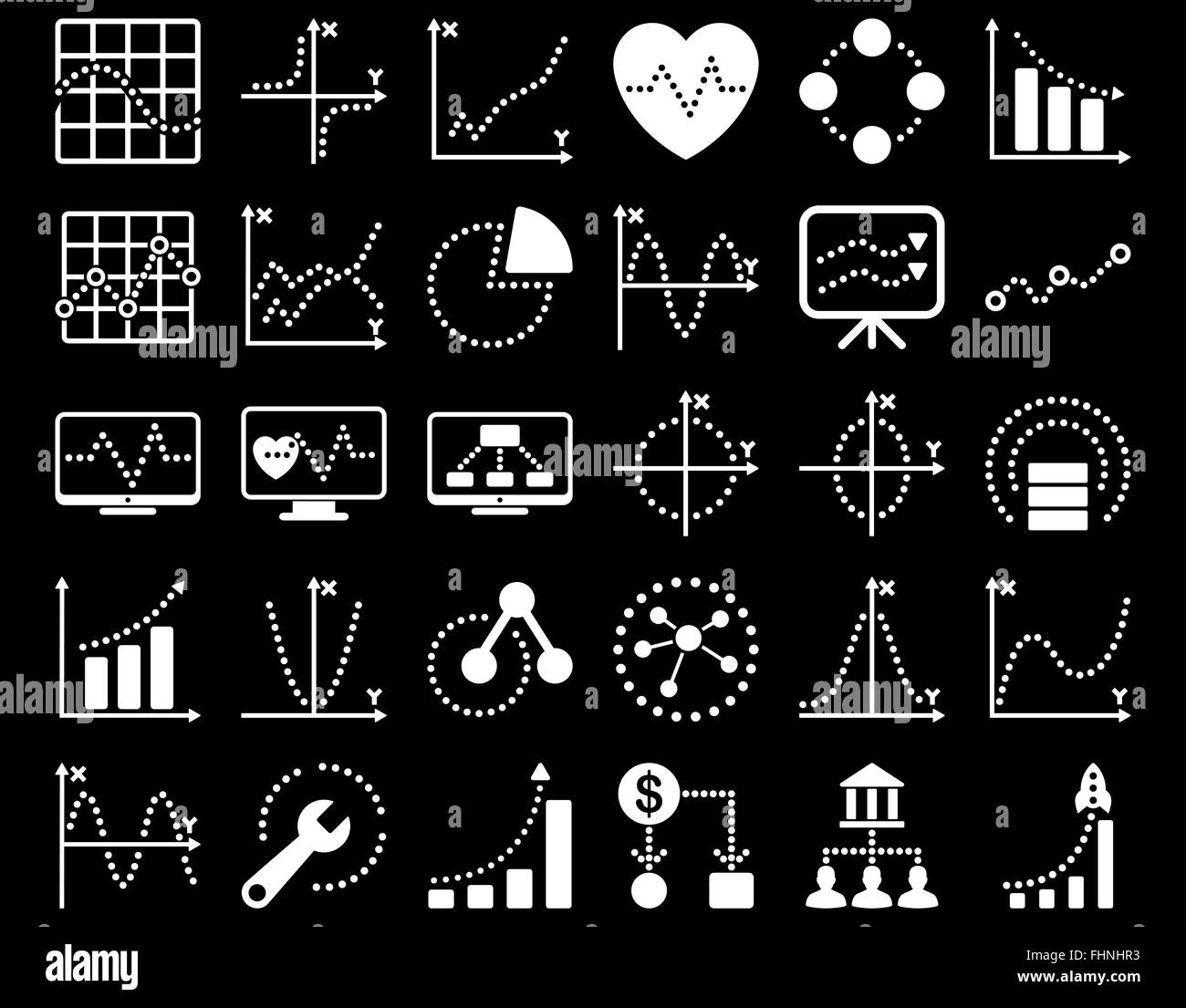 Dotted Charts Icons Stock Photo