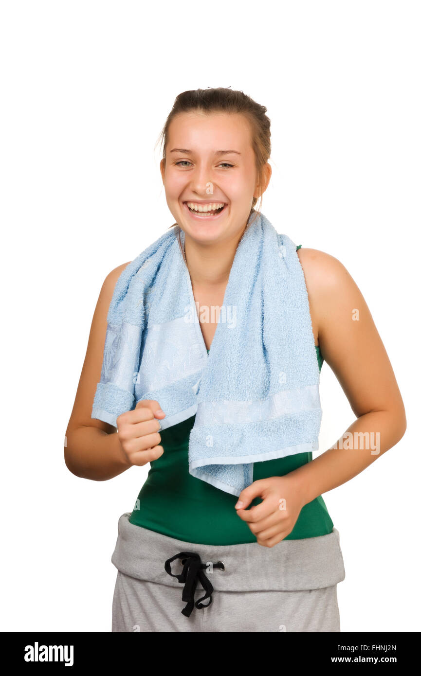 beautiful young girl with a towel Stock Photo Alamy