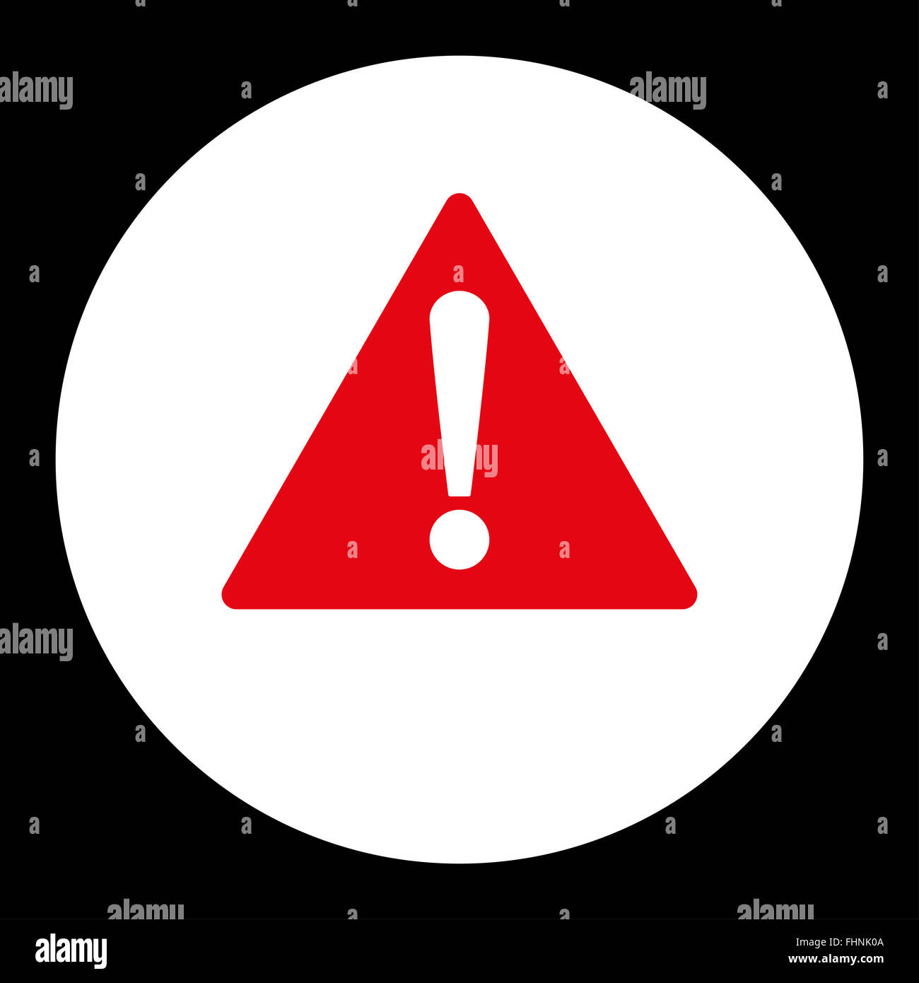 Warning flat red and white colors round button Stock Photo - Alamy
