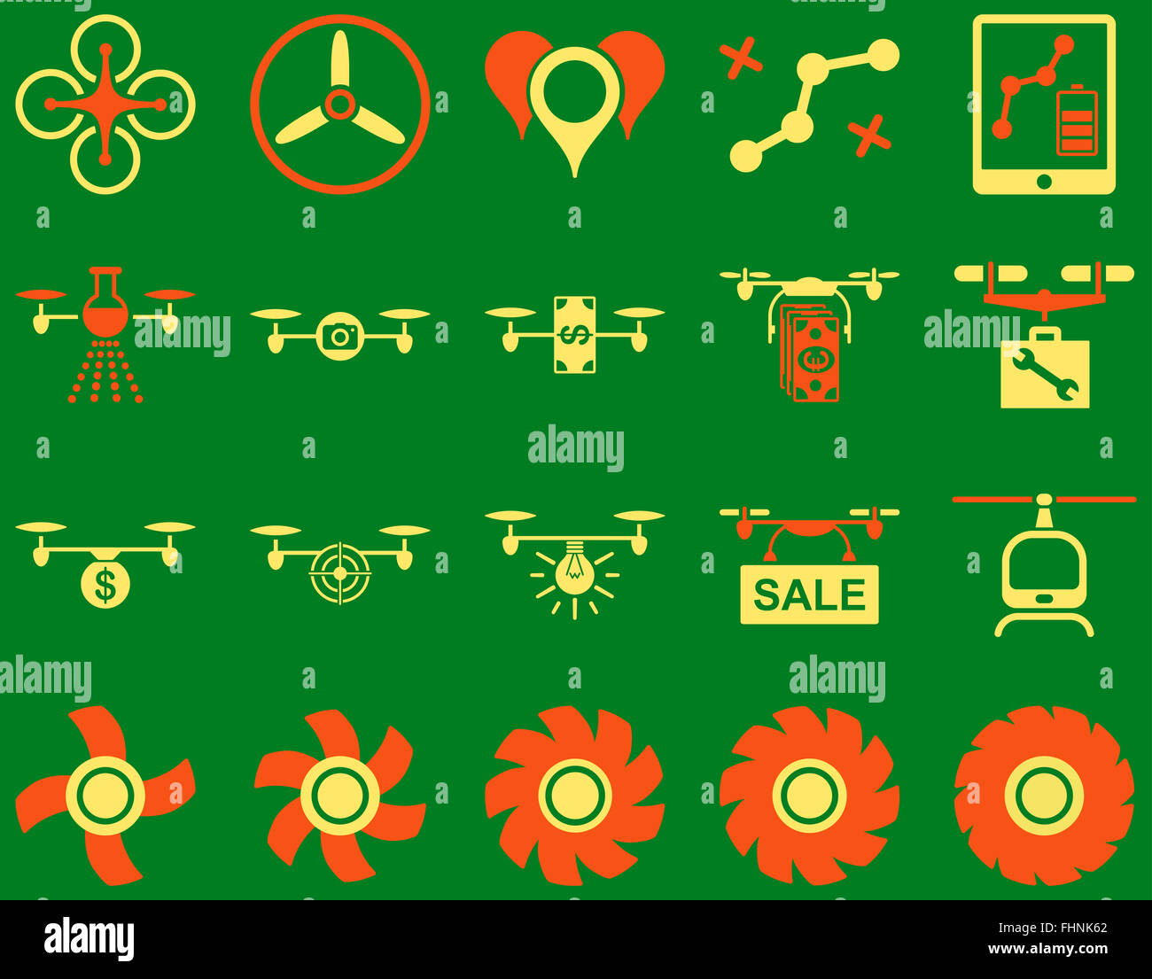 Air drone and quadcopter tool icons Stock Photo