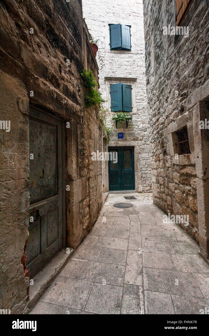 A back alley in the old town of Trogir, Croatia Stock Photo