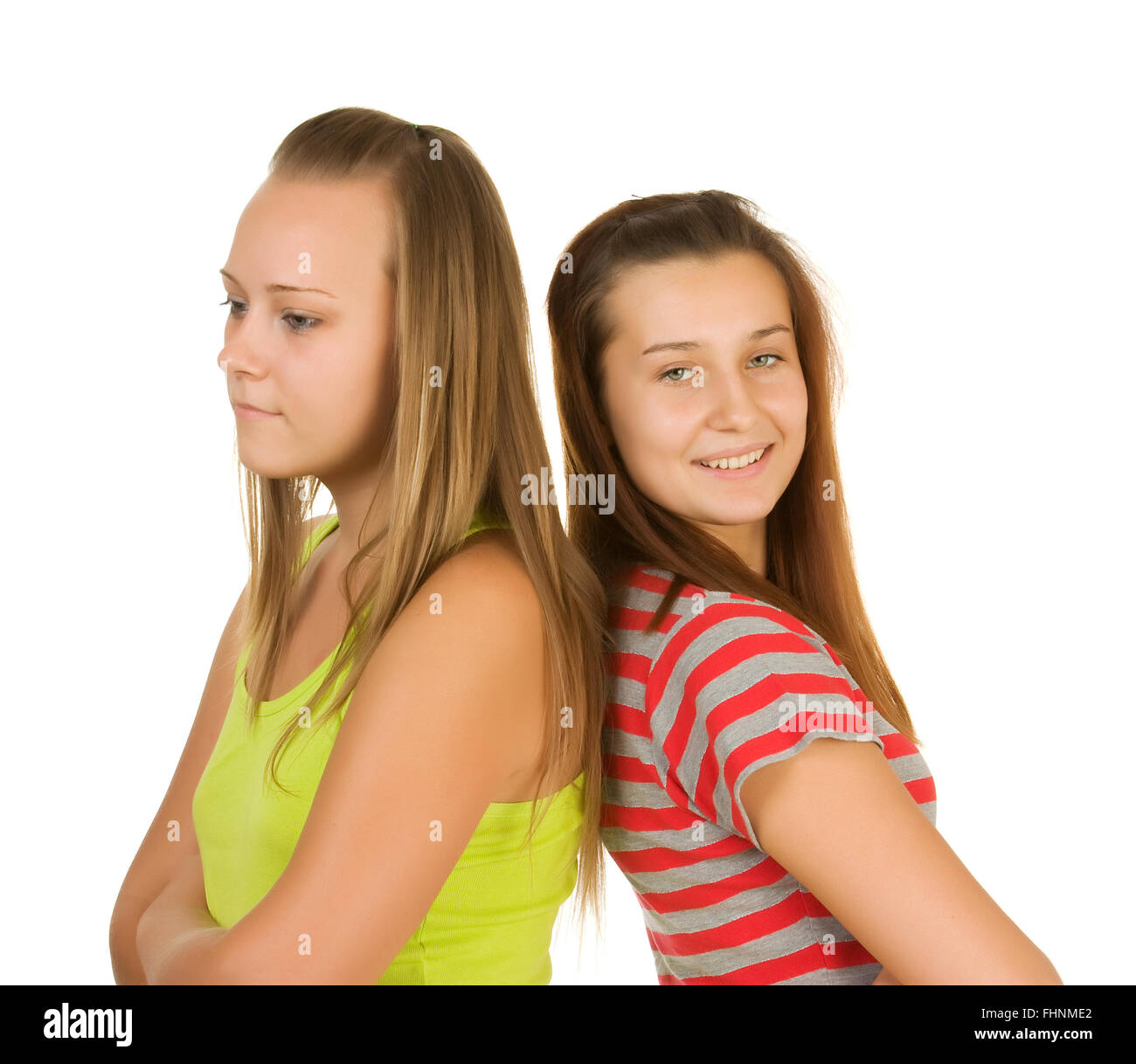 two teen girls talking Stock Photo