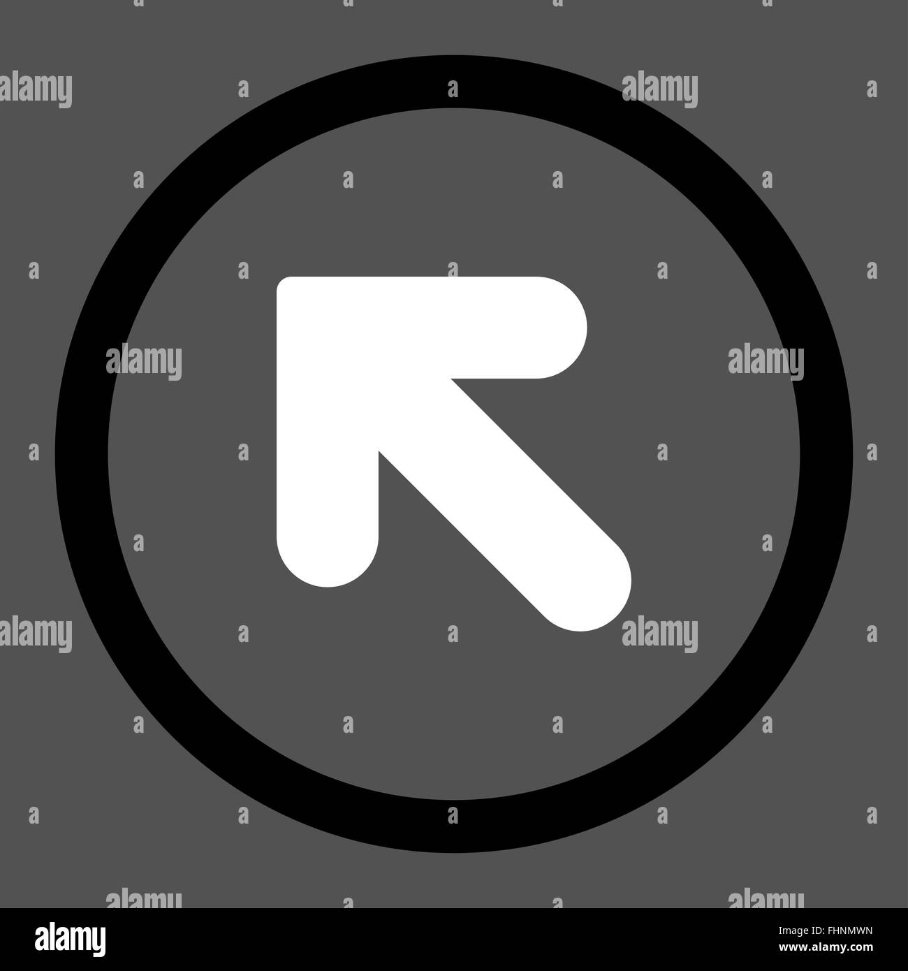 Arrow Up Left flat black and white colors rounded raster icon Stock ...
