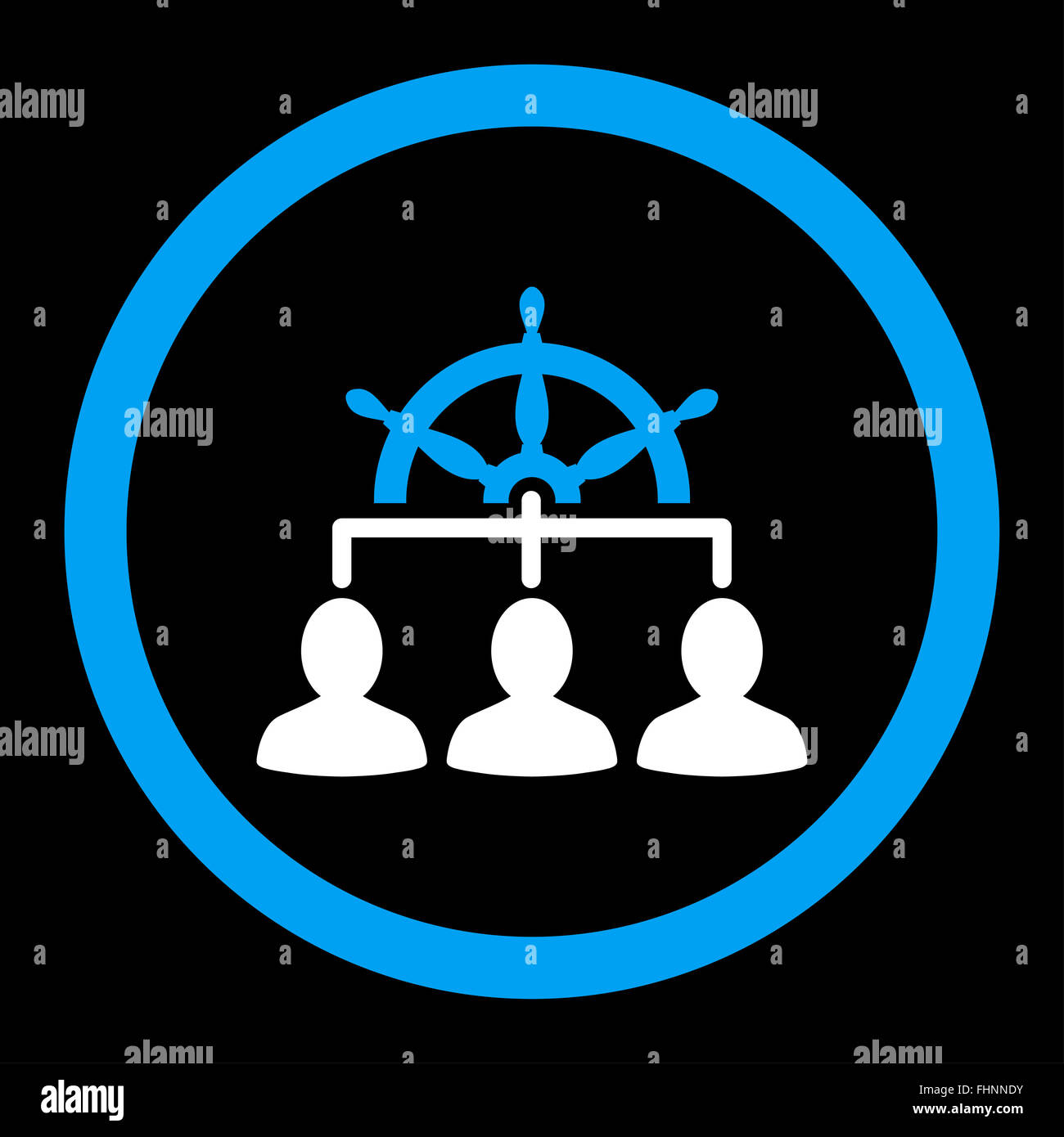 Management flat blue and white colors rounded glyph icon Stock Photo ...