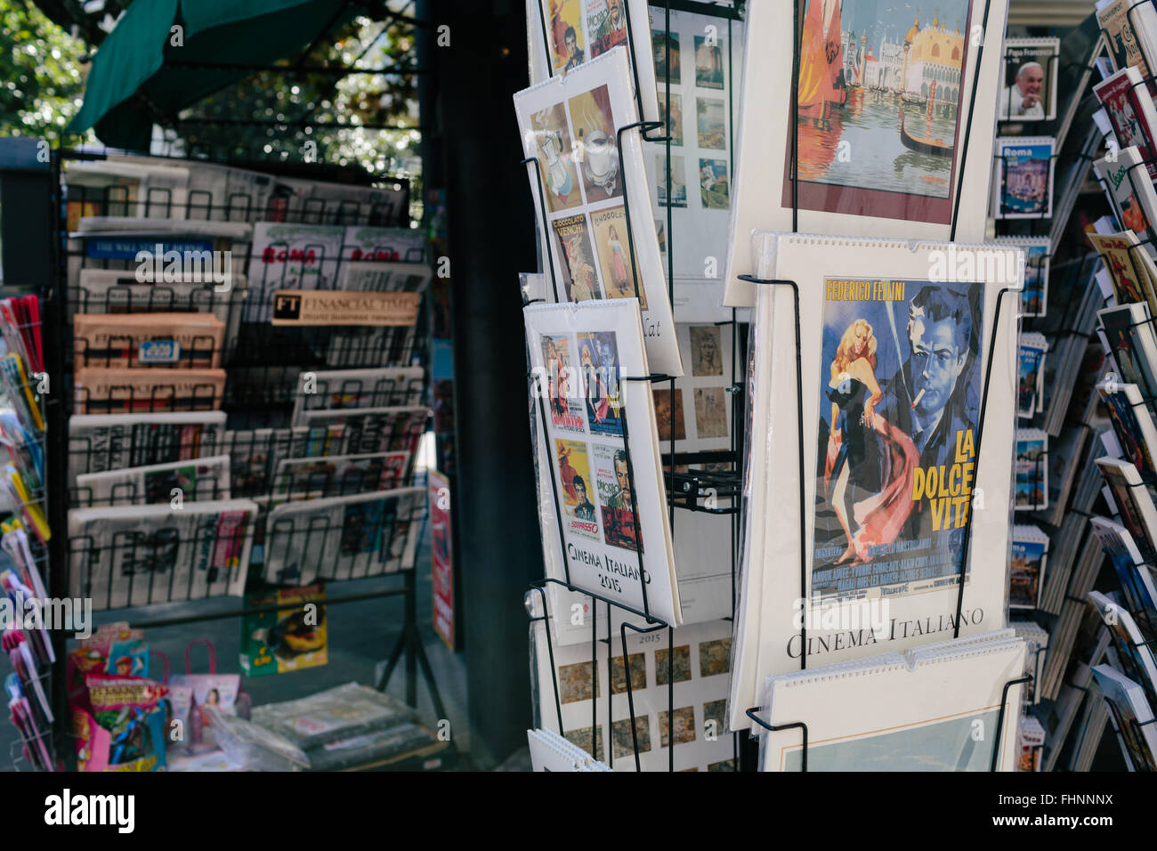 Newspaper Stand in Rome, Italy Stock Photo