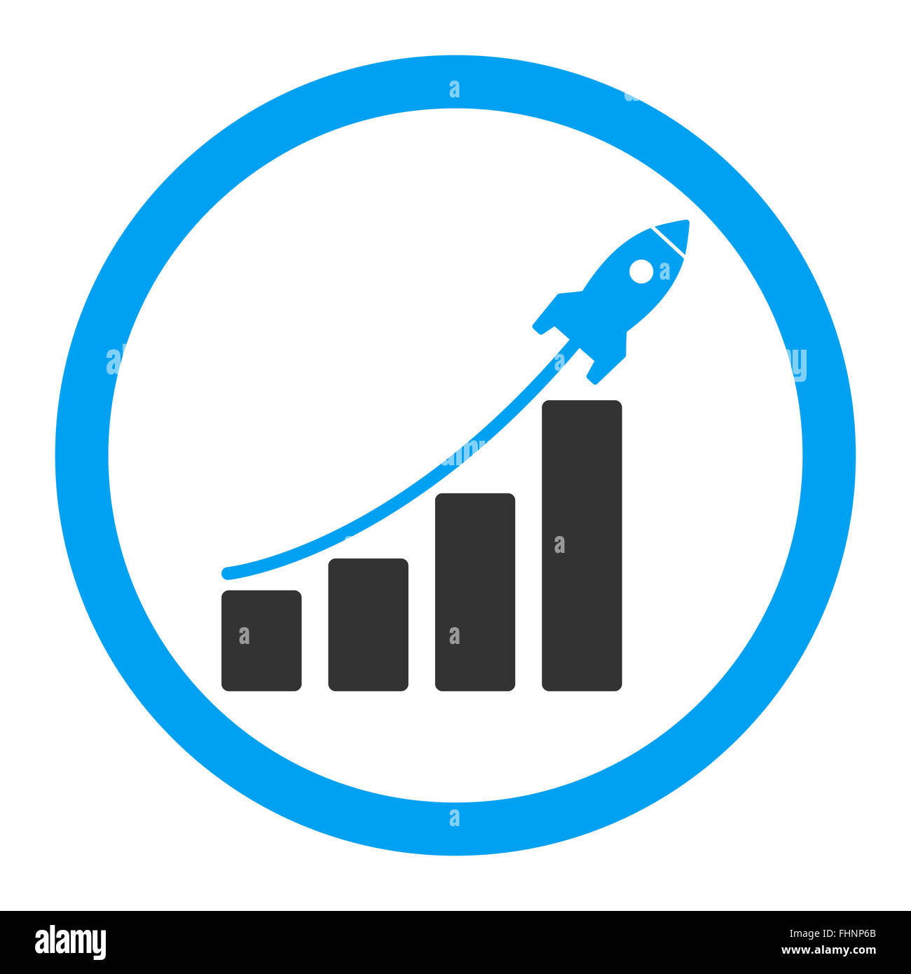 Startup sales flat blue and gray colors rounded vector icon Stock Photo ...