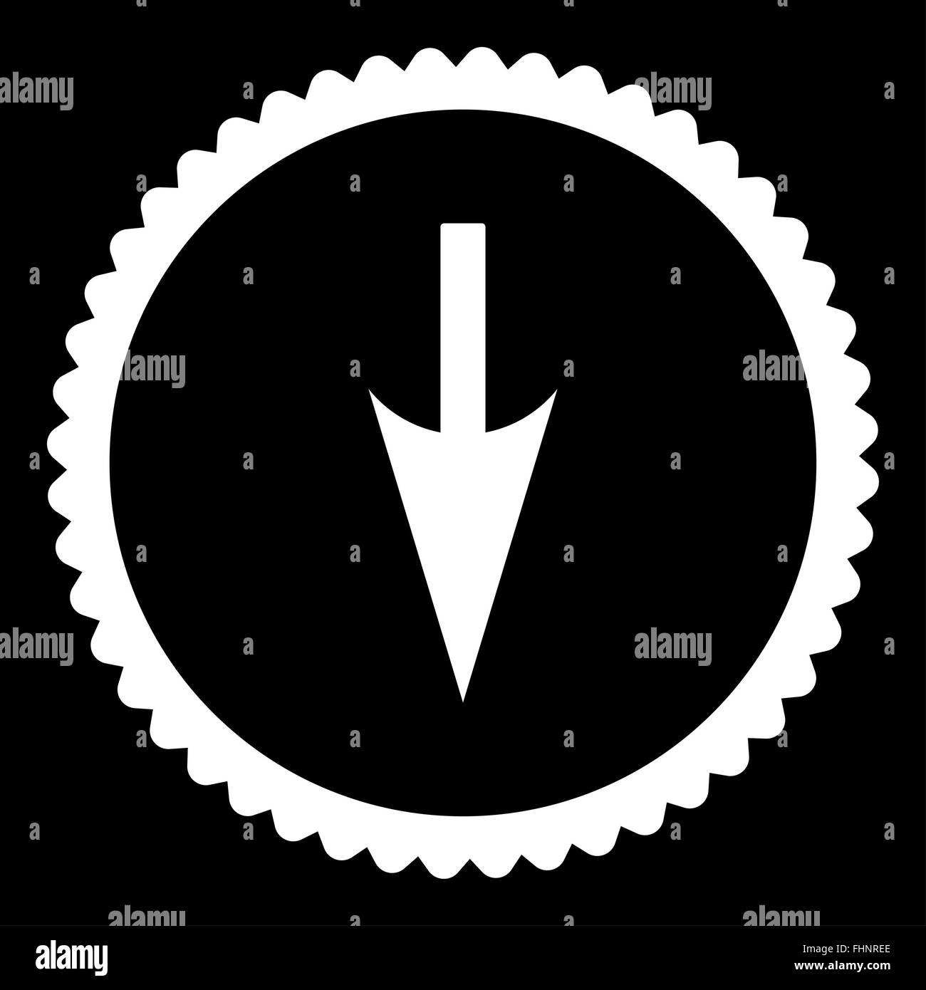 Sharp Down Arrow flat white color round stamp icon Stock Photo - Alamy