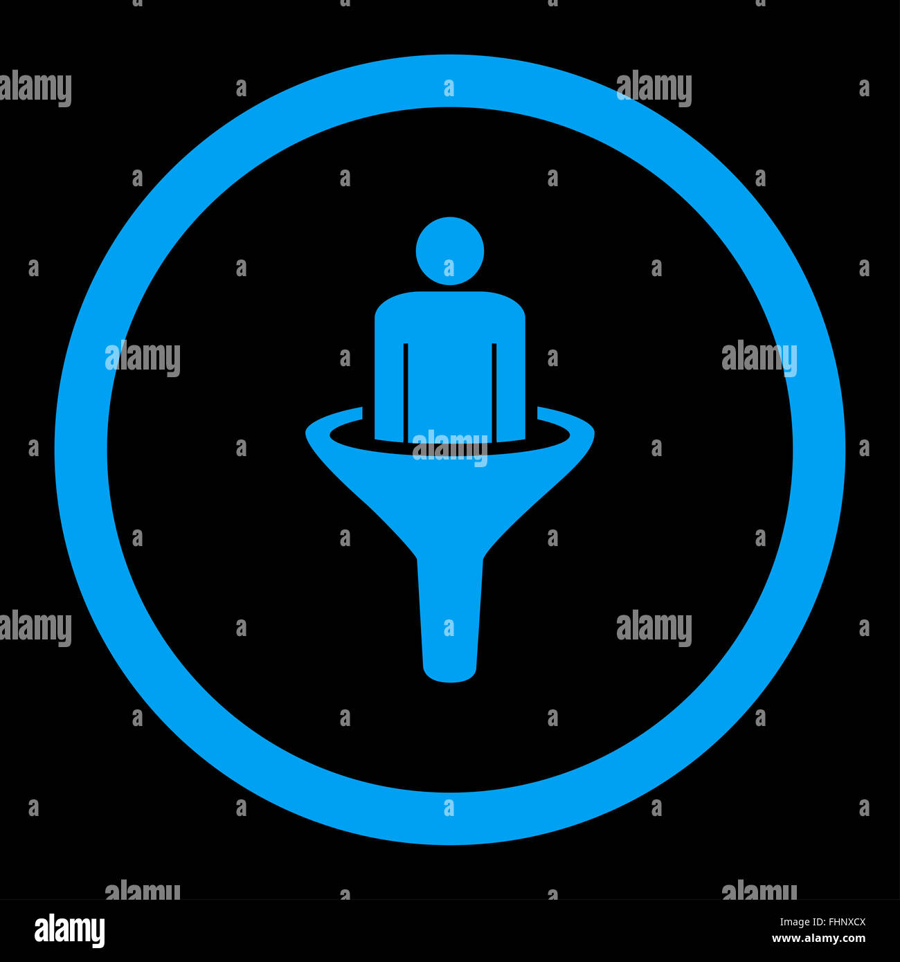 Sales funnel flat blue color rounded vector icon Stock Photo - Alamy