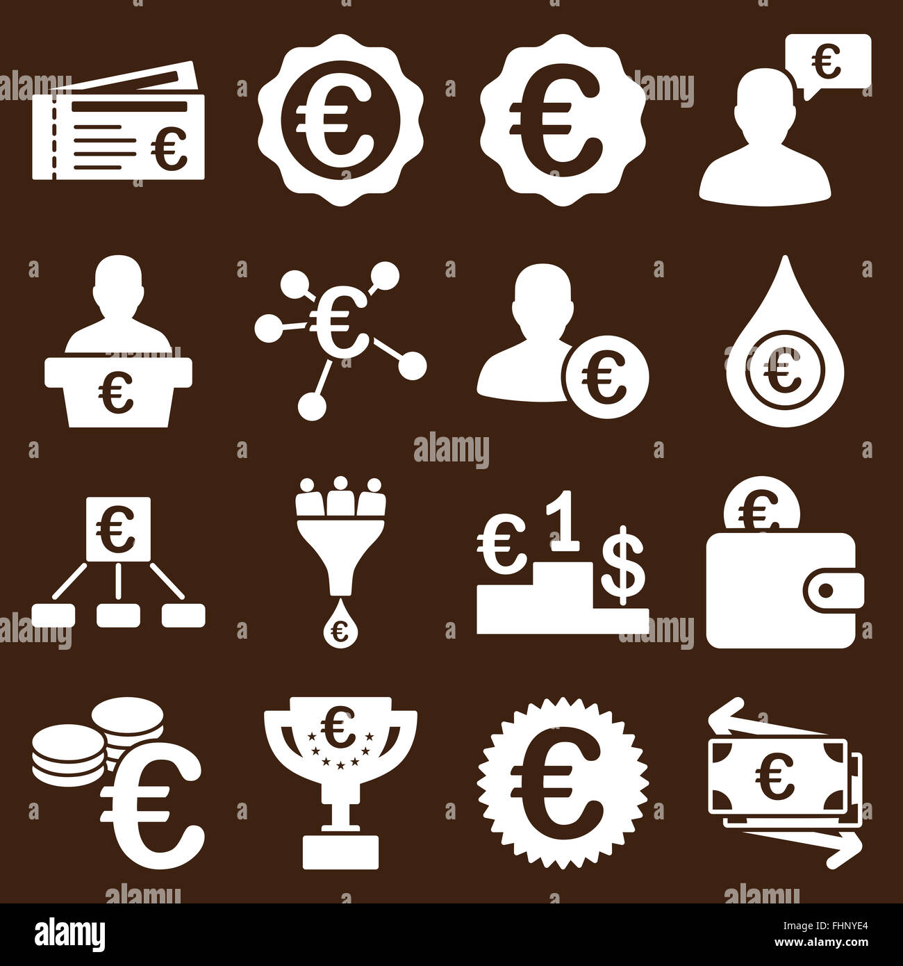 Euro banking business and service tools icons Stock Photo