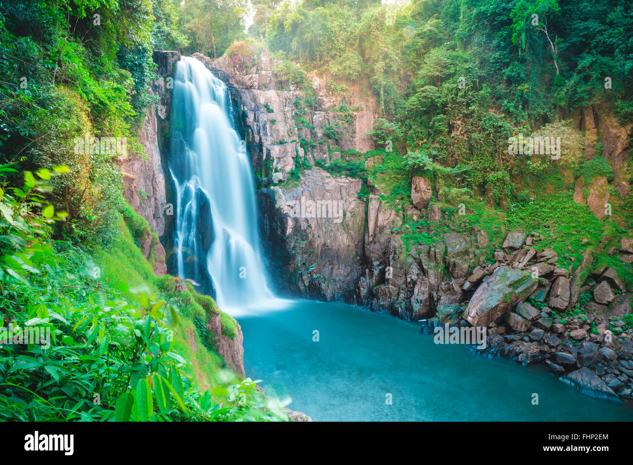 Beautiful deep forest waterfall at Haew narok waterfall, khao yai national park, Thailand Stock Photo