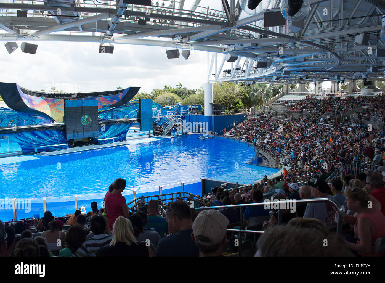 Sea world florida orca dolphin and entertainment theme park Stock Photo