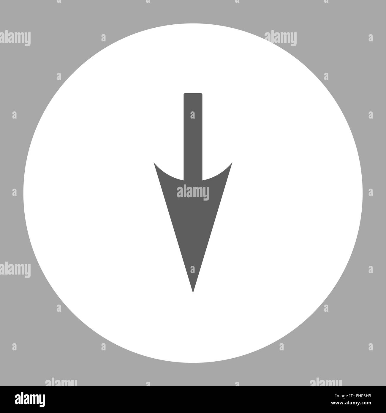 Sharp Down Arrow flat dark gray and white colors round button Stock ...